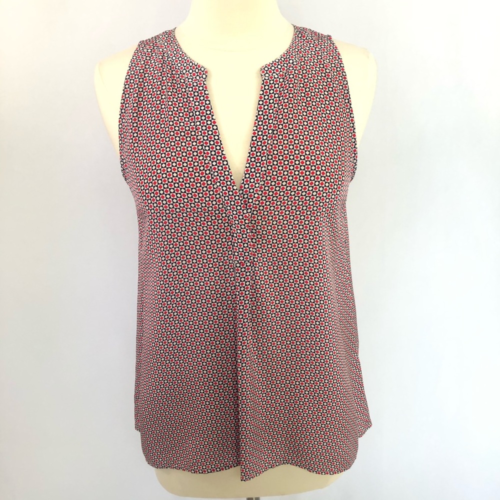 Joie Red White Blue Sleeveless Vneck Blouse Size M